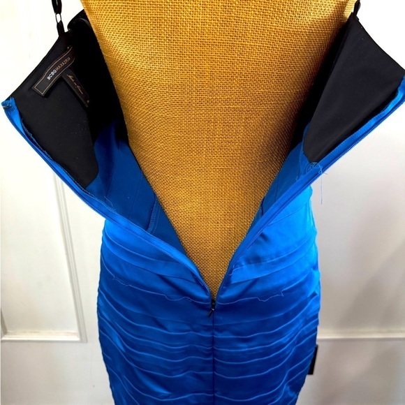 Elegant Women's BCBG Maxazria Blue and‎ Black Cocktail Dress Size 06 Slim fit - Picture 9 of 11